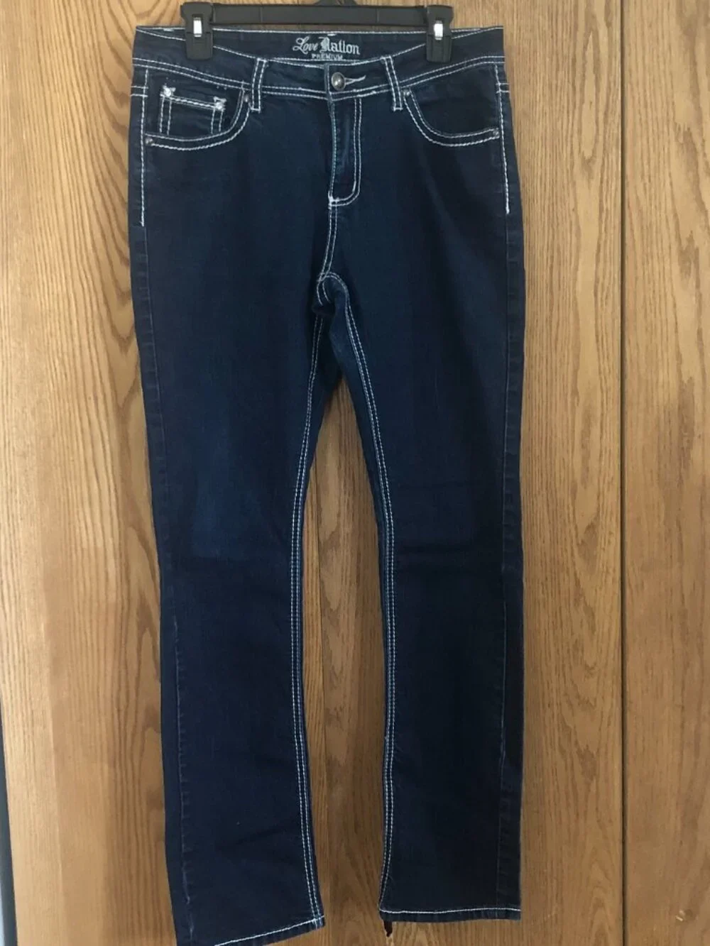 Love Nation Premium Women's Dark Wash Bootcut Jeans Size 10 Embellished Pockets